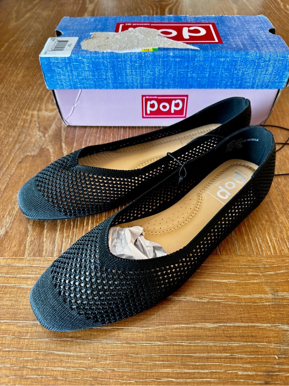 NIB Pop Senvier black soft mesh ballet flats 7.5 - Picture 2 of 13